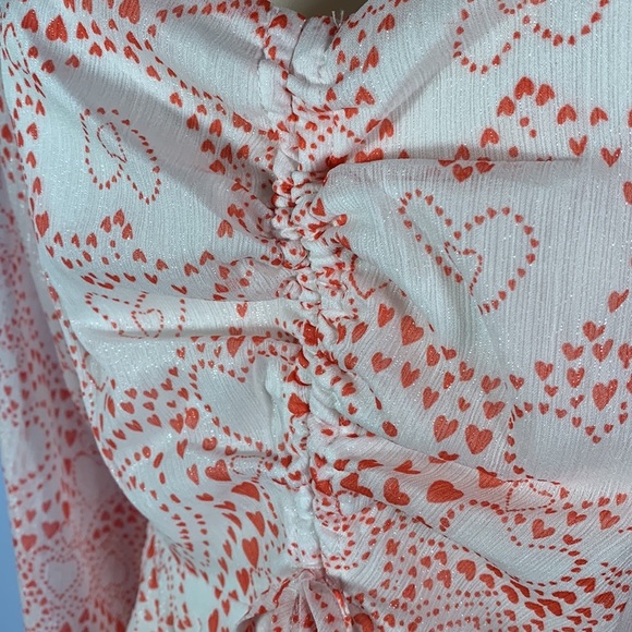 BCBGeneration peplum bell long sleeve sweetheart sheer white red valentines top - Picture 5 of 12